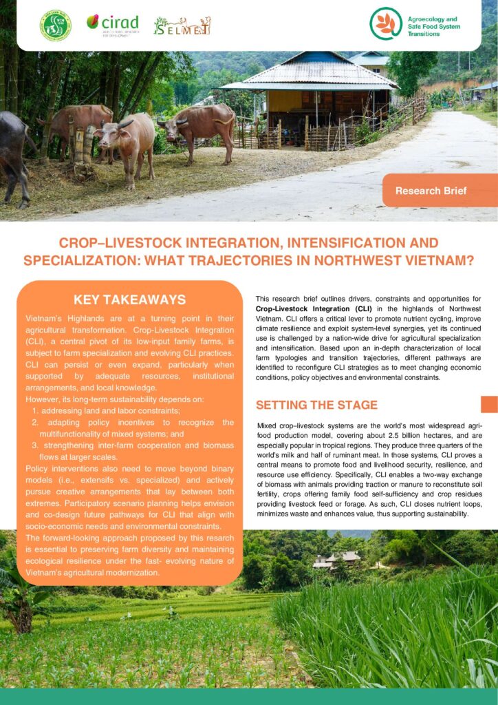 Crop–livestock integration, intensification and specialization: what trajectories in northwest Vietnam?