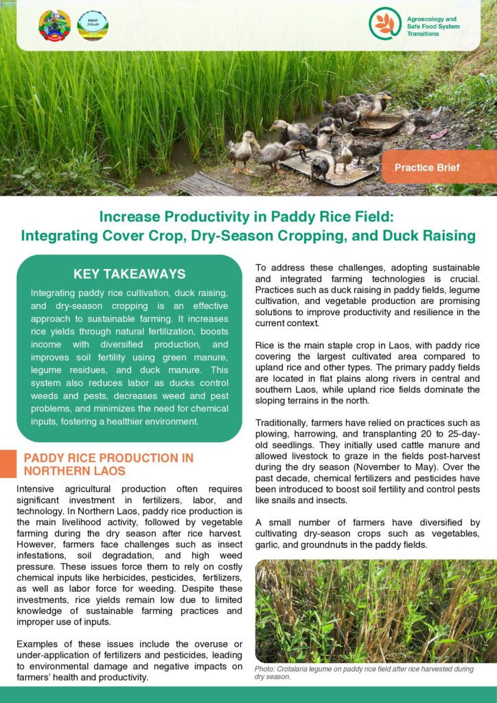 Increase Productivity in Paddy Rice Field: Integrating Cover Crop, Dry-Season Cropping, and Duck Raising