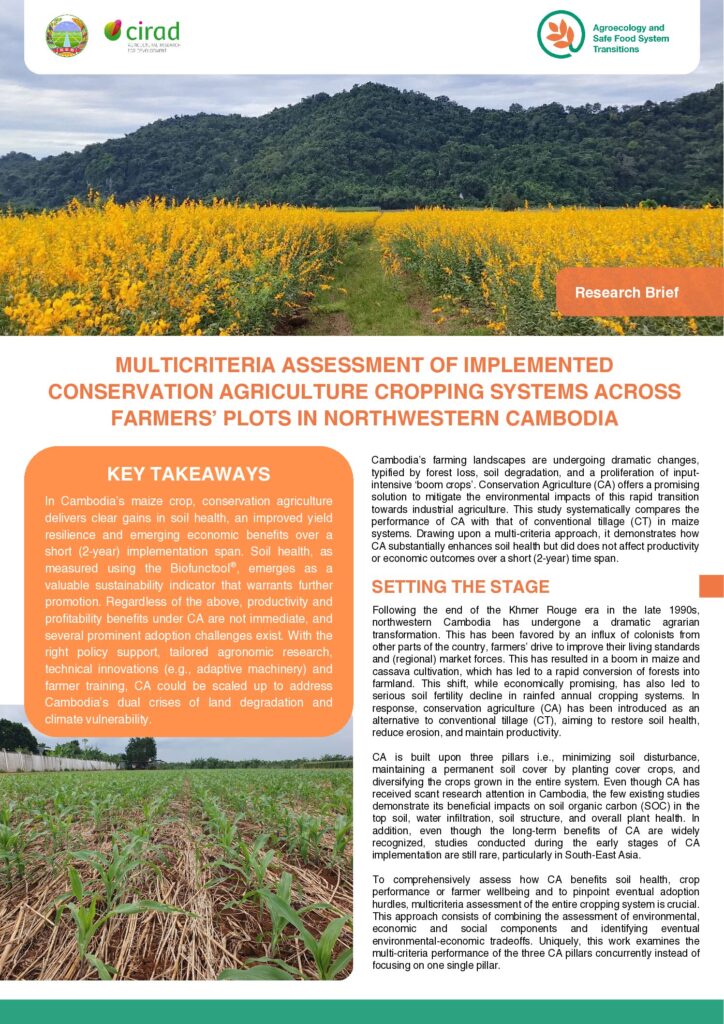 Multicriteria Assessment of Implemented Conservation Agriculture Cropping Systems Across Farmers’ Plots in Northwestern Cambodia